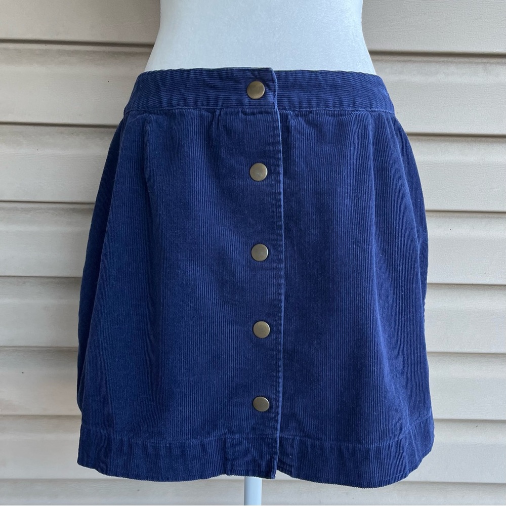 •OLD NAVY• Navy Blue Snap-Up Corduroy Mini Skirt - Size 8